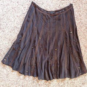 Stella Forest Brown Sequins Beaded Lace Skirt Boho
